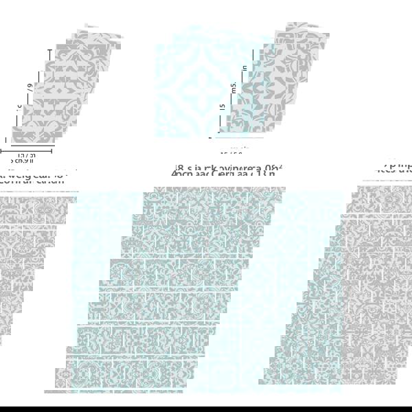 WALPLUS WT1541 - Santa Rosa Pistachio - Light Grey Stencil Tiles Wall Stickers - 15 cm x 15 cm - 24 pcs