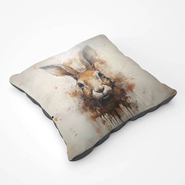 Warren Reed Watercolour Hare Face Floor Cushion