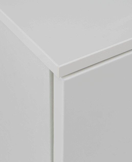 Wyld Haus Leipzig White Gloss Wide Chest of 4 Drawers 2 Doors