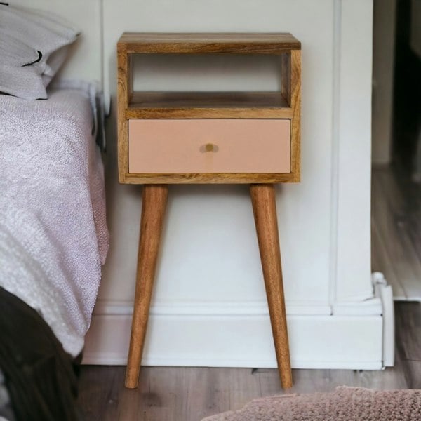 Artisan Furniture Solid Wood Mini Blush Hand Painted Bedside Table