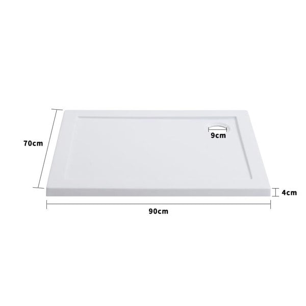 Livingandhome 900x700mm Rectangular Shower Tray White, DM0405DM0423 Living and Home
