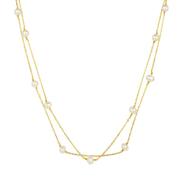 Gold Trip Layered Pearl Satellite Necklace