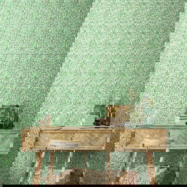 Hoopla Walls Maze Squiggle - Emerald 10m Wallpaper