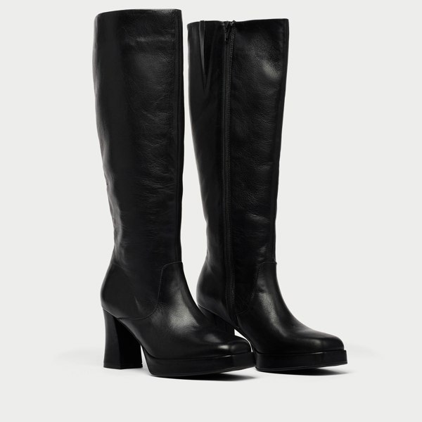 Calla Martha Knee-High Boots for Bunions & Wide Feet - Black Leather