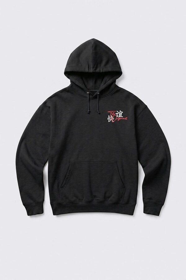 London Attitude Oversized Tokyo Japan Graphic Hoodie in Black