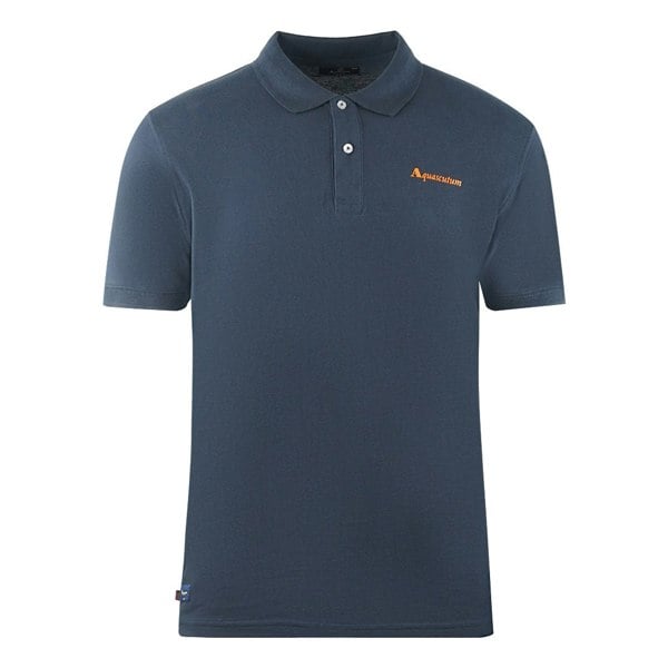 Aquascutum Brand Logo Plain Polo Shirt - Navy Blue