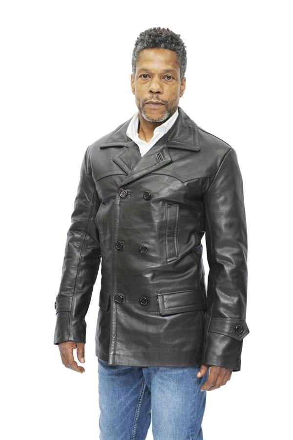 Infinity Leather Mens Cowhide Leather Peacoat-Krakaw