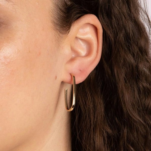 T. H. Baker 9ct Yellow Gold Open Oval 3/4 Hoop Earrings GE2407