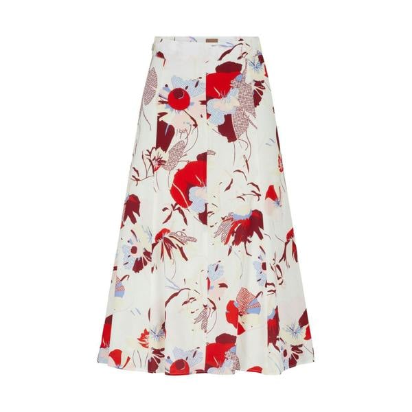 Boss Womens/Ladies Vallua Floral Midi Skirt - Off White/Red/Blue