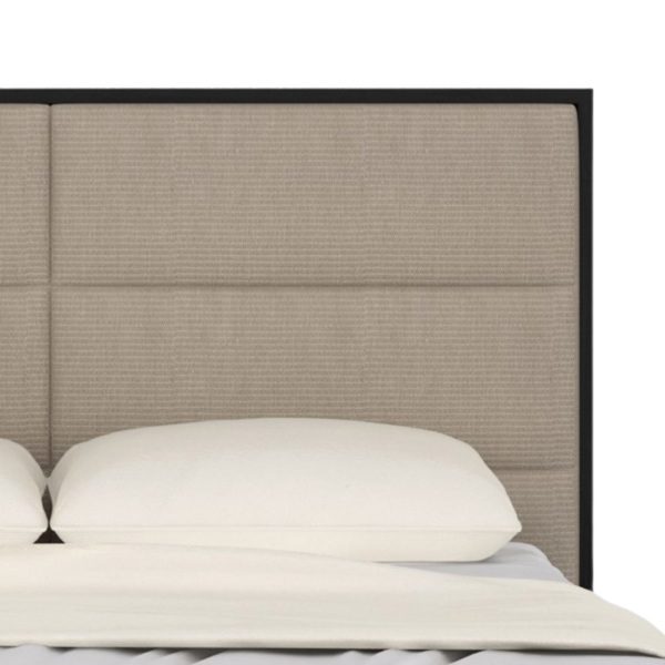 Orchid Double Bed - Wenge (Black Stained Oak) with Beige Fabric