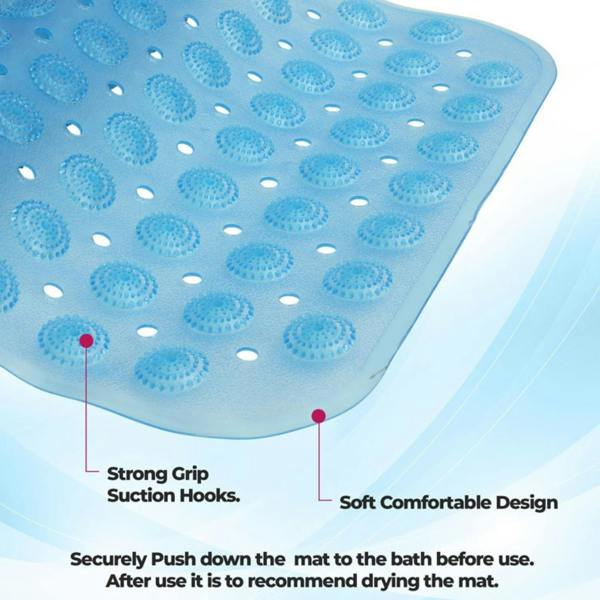 Top 3 Non-Slip Durable Bath Shower Mat with Suction Cups 40cm x 100cm Blue