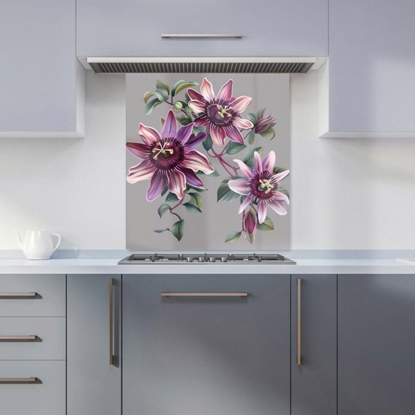 Warren Reed - Designer Purple Passion Flowers Kitchen Splashback