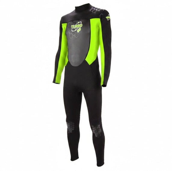 TWF Mens Turbo - Back Zip 2.5mm Fullsuit Wetsuit - Black/Green