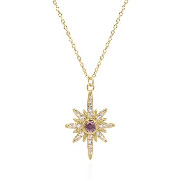 Luna Charles Heidi North Star Birthstone Necklace - 18K Gold Plated