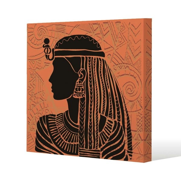 Benjamin Tate Design Egyptian Women on Orange Slim Style Canvas Print  30x30cm , 15mm Slim Real wood.