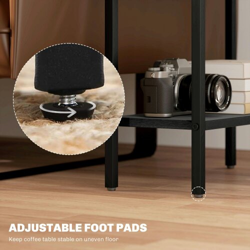 Wyld Haus Notosu Metal And Wooden Black Industrial 3 Shelf Side Table
