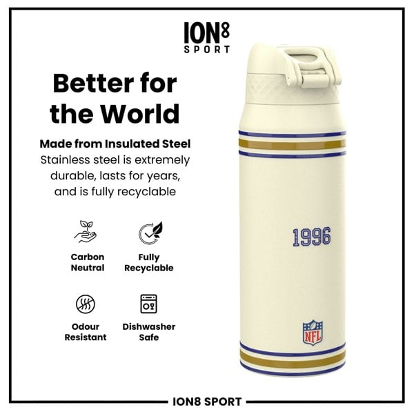 ION8 NFL x ION8 Insulated Steel Water Bottle, NFL Ravens, 750ml (24oz)