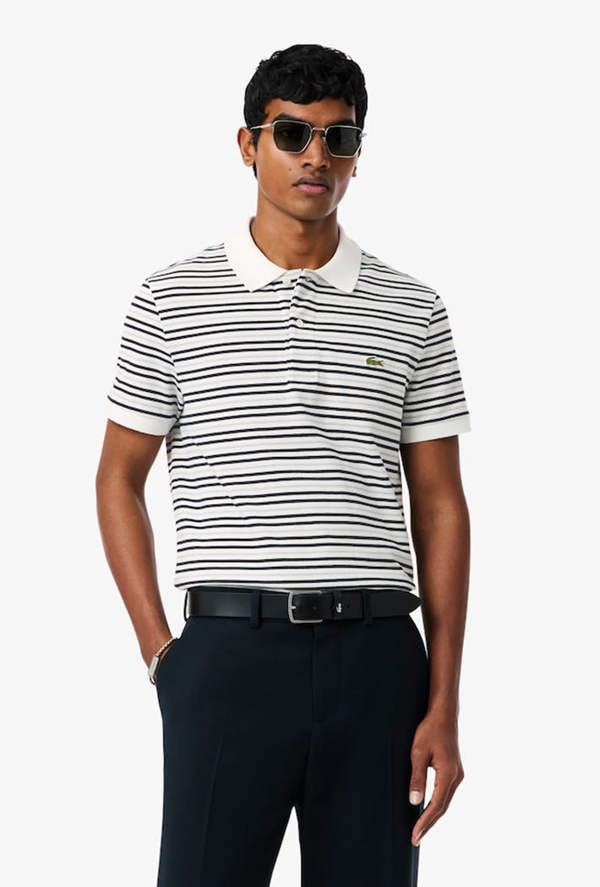 Lacoste Classic Fit Striped Petit Piqué Polo Shirt