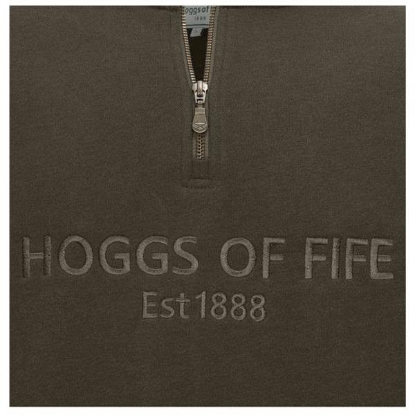 Forest Green Hoggs of Fife Galloway 1888 1/4 Zip Sweatshirt with branding across the chest