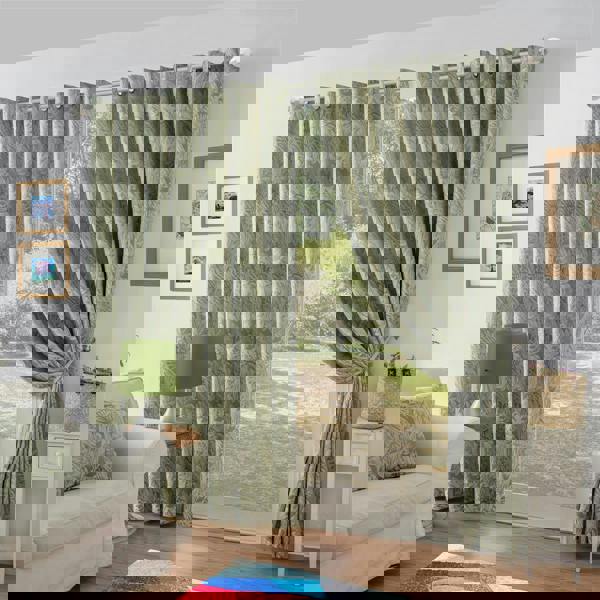 Luxury Living Chenille Jacquard Lined Ring Top Eyelet Curtains