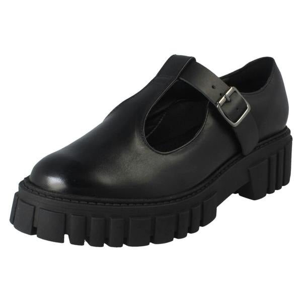 Clarks Ladies Clarks Buckle Fastening Chunky Sole T-Bar Smart Shoes Page Bar