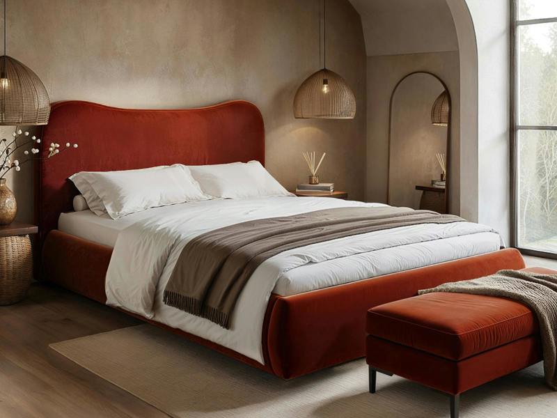 Ember Ottoman Bed Orange Velvet
