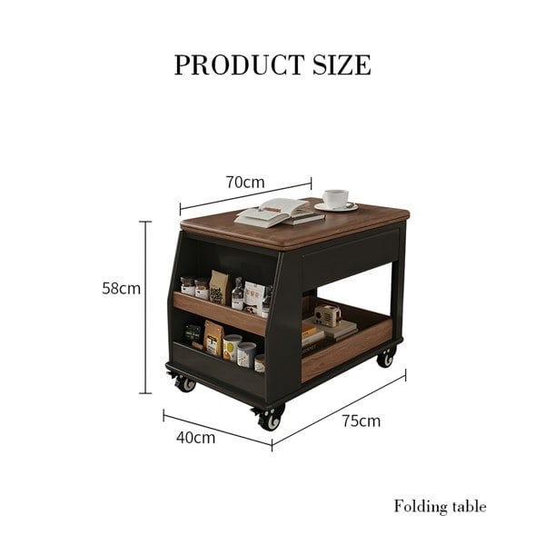 Ariana Lift Up Table, Foldable Coffee Table With Storage & Casters-Weilai Concept-Weilai Concept