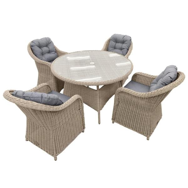 Oseasons Sicilia Rattan 4 Seat Dining Set in Sandy Oak