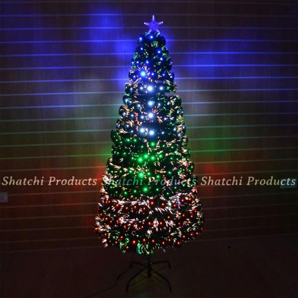 2ft Pre-Lit Artificial Christmas Tree with Fibre Optic Multi-Effect Lights and Metal Stand image 6