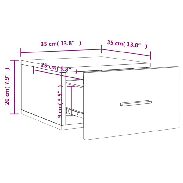 Berkfield Wall-mounted Bedside Cabinet White 35x35x20 cm