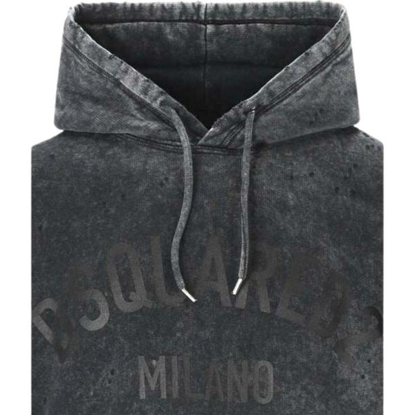 DSQUARED2 Milano Destroyed Faded Look Grey Hoodie S
