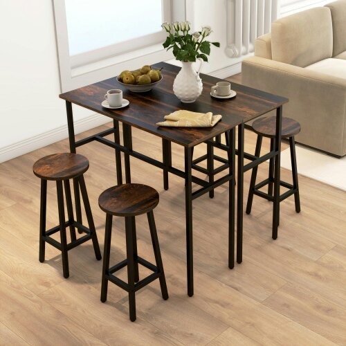 Wyld Haus Halulo Wooden Rustic Brown 6 Piece Counter Bar Dining Set With Multiple Layout Options