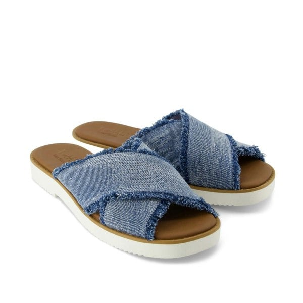 TOMS Mae Crossover Denim Women's Fray Dark Sky Sandals