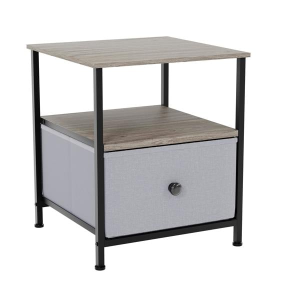 Vida Designs Chorley 1 Drawer Fabric Drawer Chest, Beige & Grey Wood