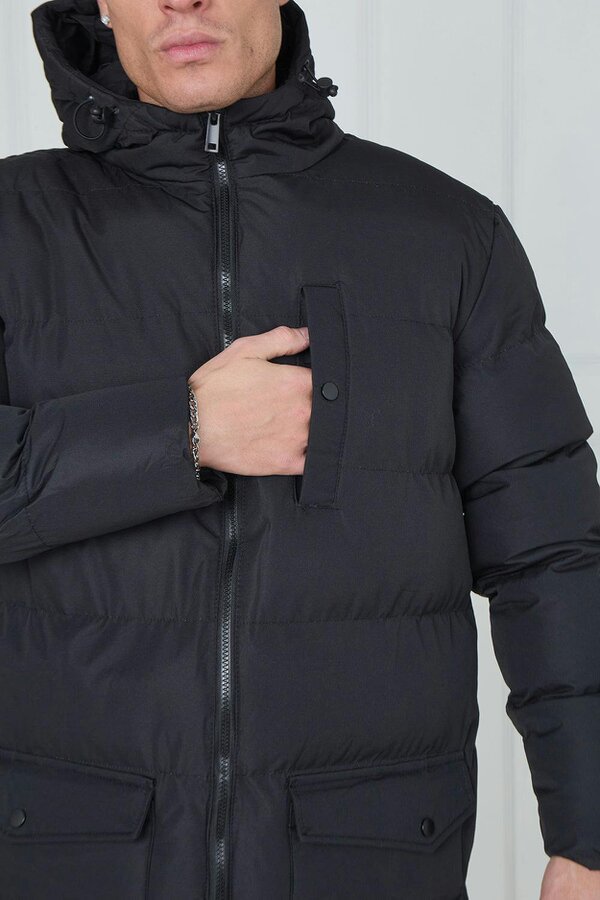 Heavyweight Longline Puffer Coat – Black