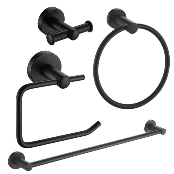 Showerdrape Modernity Black Stainless Steel Wall Mounted 4 Piece Bathroom Accessory Set