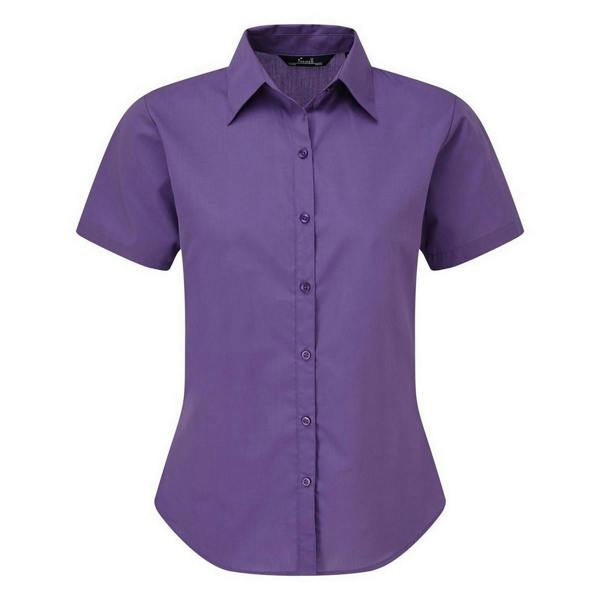 Premier Short Sleeve Poplin Blouse / Plain Work Shirt - Purple