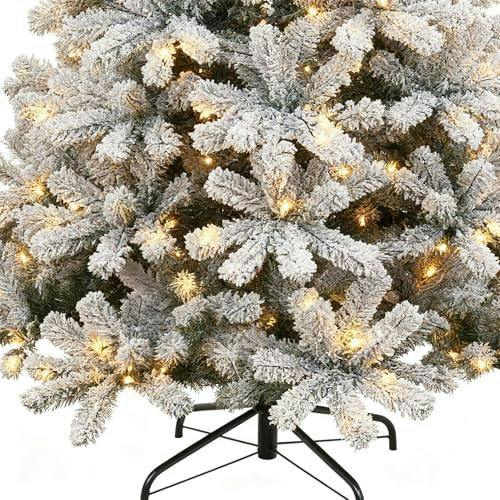4ft-7ft Pre-Lit Yukon Snow Pine Artificial Christmas Tree with Warm White LEDs and PVC Tips image 3