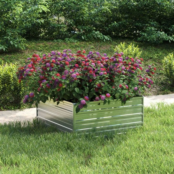 Berkfield Garden Raised Bed 100x100x45 cm Galvanized Steel Silver