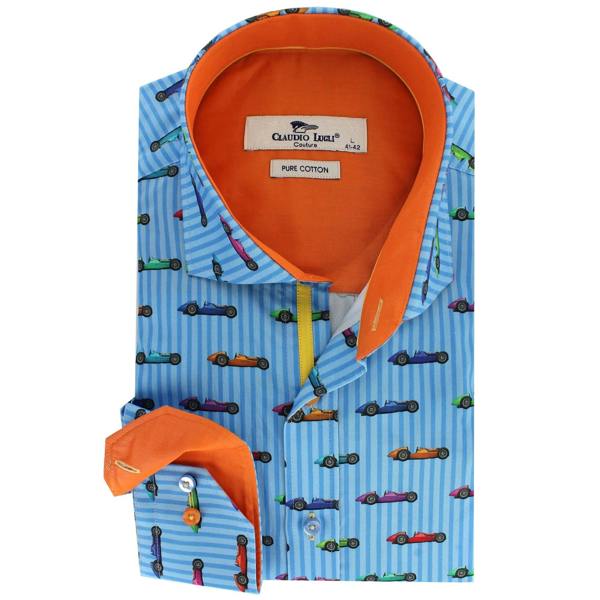 GRAND PRIX STRIPES PRINT SHIRT - Premium Men's Patterned Shirt by Claudio Lugli | Bold Design, Tailored Fit, Best Printed Shirts