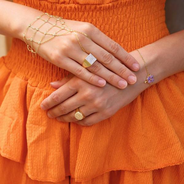 Spero London Sterling Silver Round Pave Signet Ring