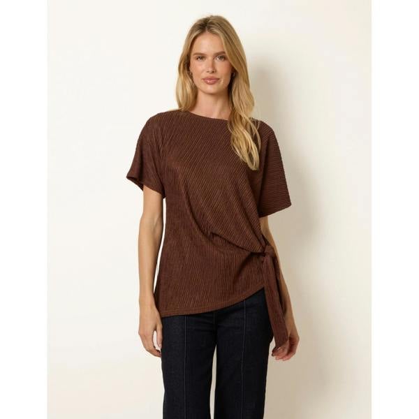 Blue Vanilla Side Tie Crinkle Top