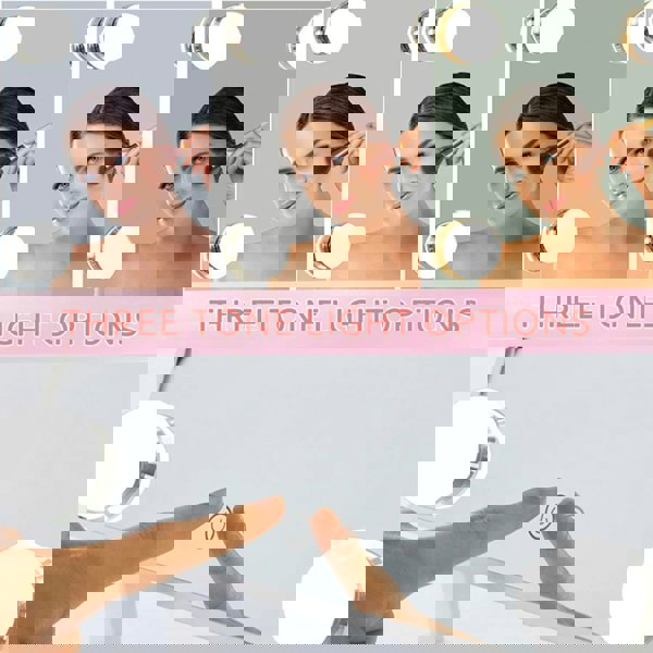 Living and Home Metal Round Hollywood Vanity Mirror with LED Lights & Touch Screen Control,Tabletop Cosmetic Mirror For Home