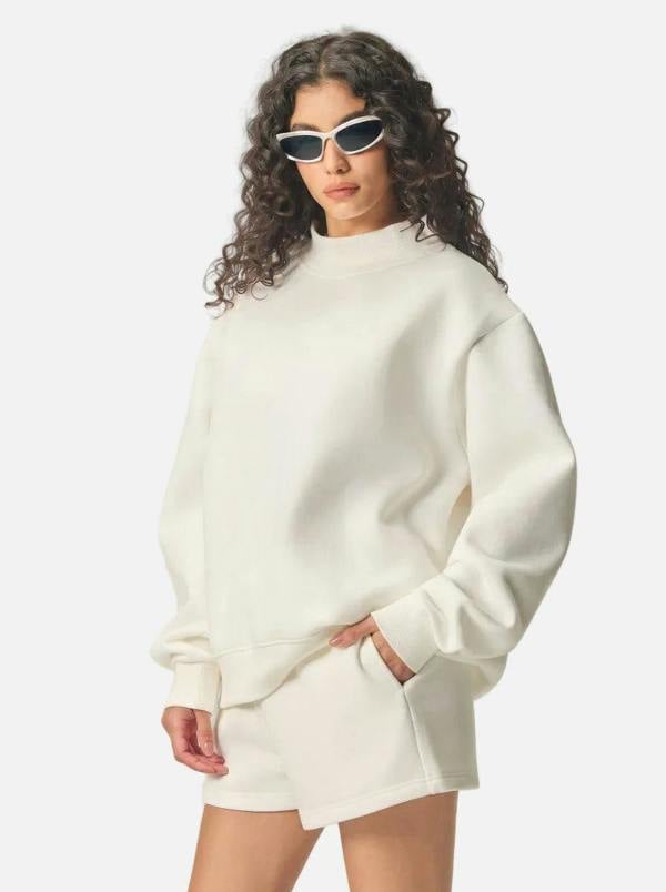 Anniou Heavyweight Fleece Mock Neck Pullover