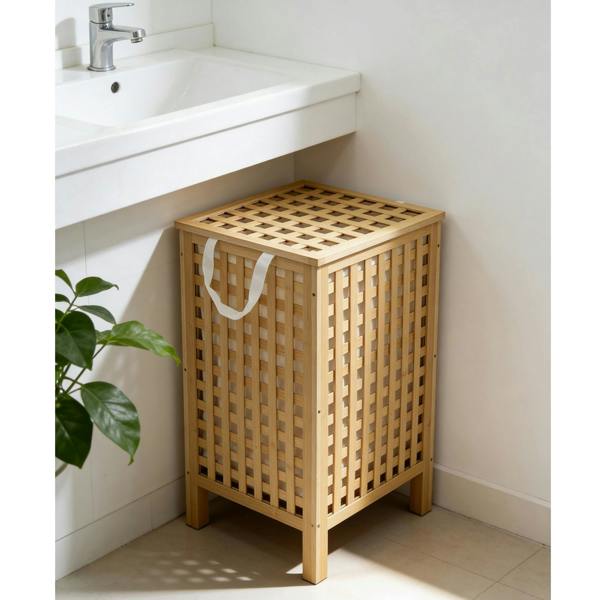 Gr8 Home 120L Bamboo Laundry Basket Hamper with Lid and Liner Large Clothes Bin