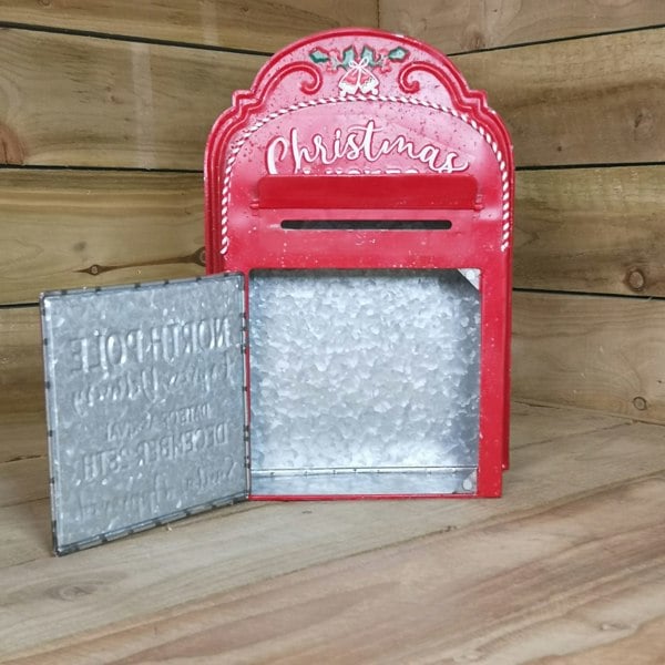 Samuel Alexander 39cm Red with White Detail Christmas Santa Metal Post Box