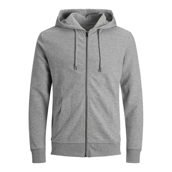 Jack And Jones Mens Big & Tall Full Zip Hoodie - Grey Melange - 