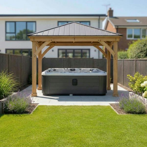 Yardistry Wooden Hot Tub Shelter 10ft x 10ft (3m x 3m) 3m x 3m Wooden Gazebo 1