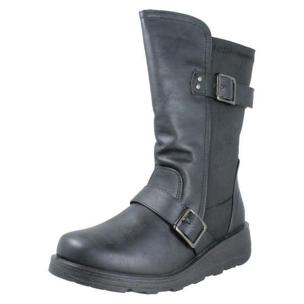 Spot On Ladies Spot On Wide Fit Mid Calf Ankle Boots F4468