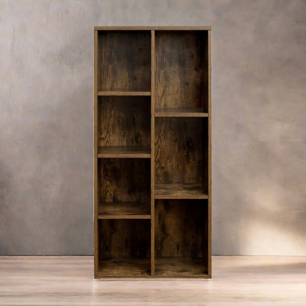 Rafaelo Mobilia Industrial 7 Compartment Book Shelf Rustic Brown